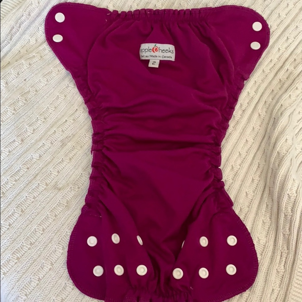 Applecheeks brand swim diaper in plum. Size 2.